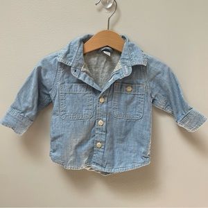 3/$25 eligible Baby Gap chambray shirt/jacket, grey cotton lining, 3-6 month